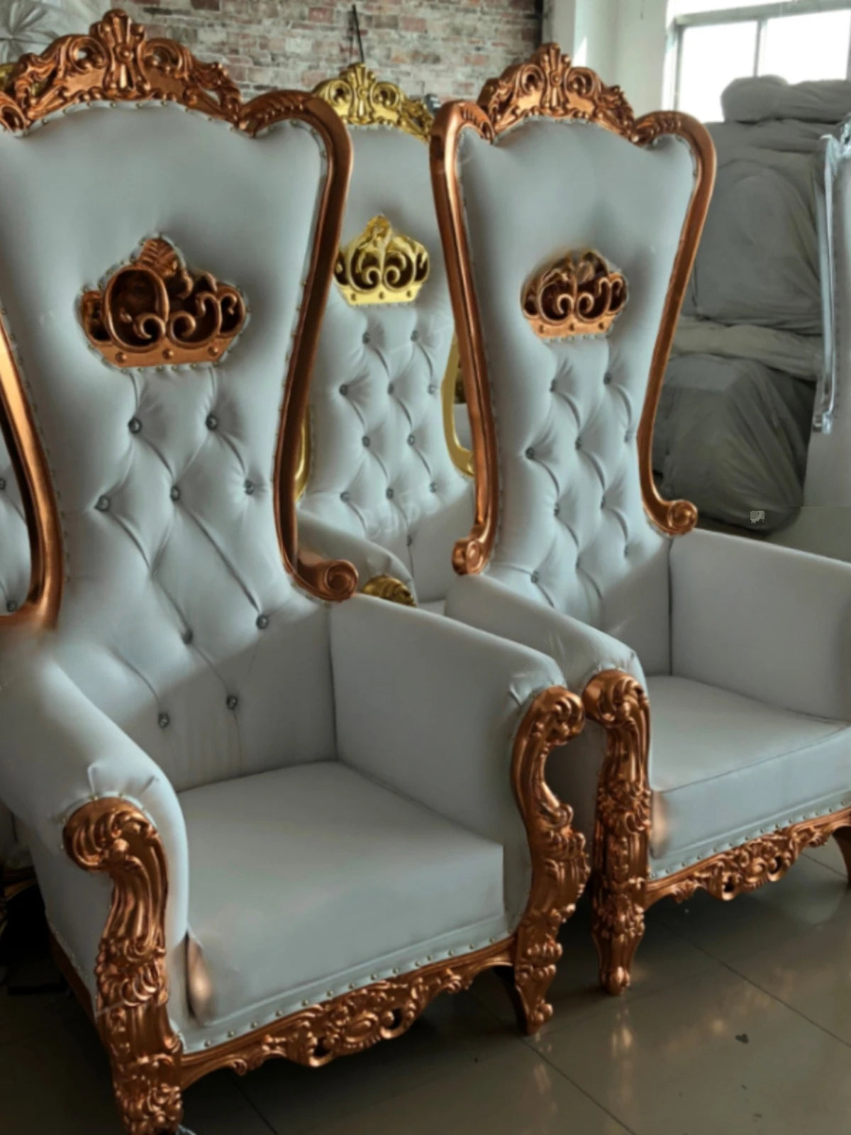 Hotel clubhouse photography studio single person sofa chair tiger head dragon head gold foil decorative chair