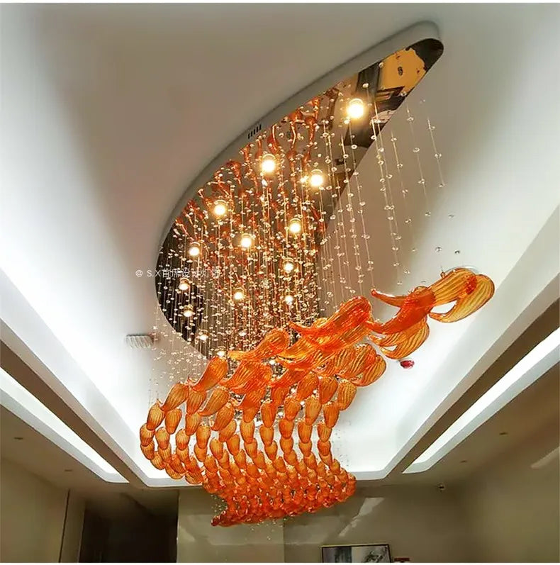 Hotel restaurant shopping mall atrium sales office sand table hotel art chandelier fish villa bird club chandelier