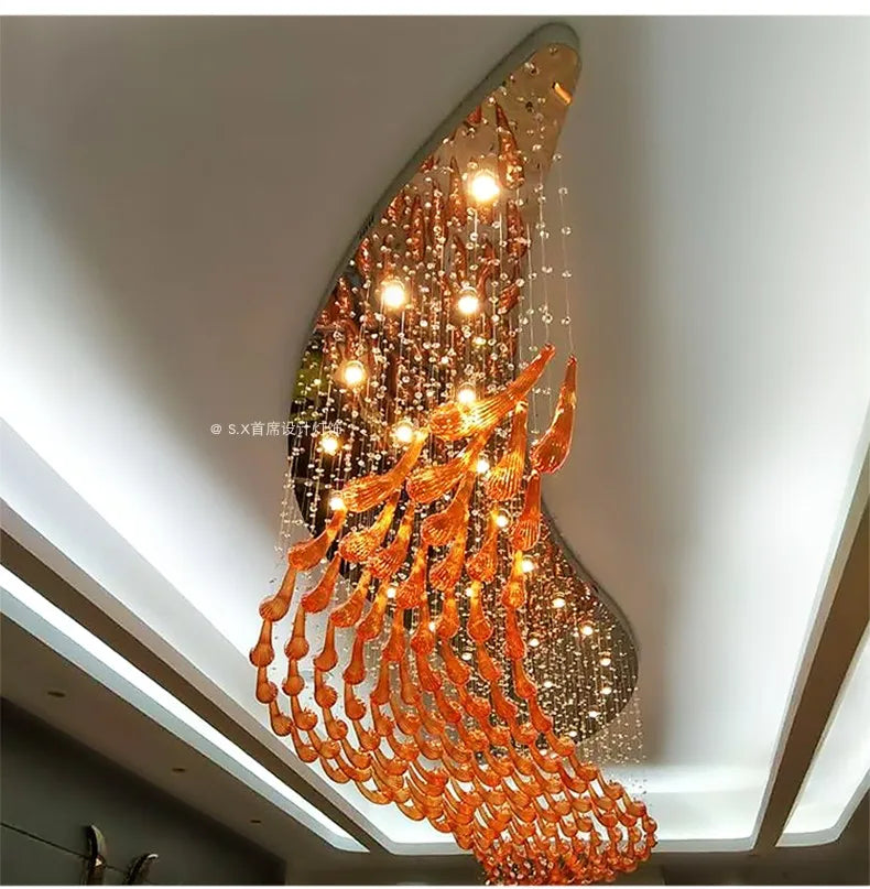 Hotel restaurant shopping mall atrium sales office sand table hotel art chandelier fish villa bird club chandelier