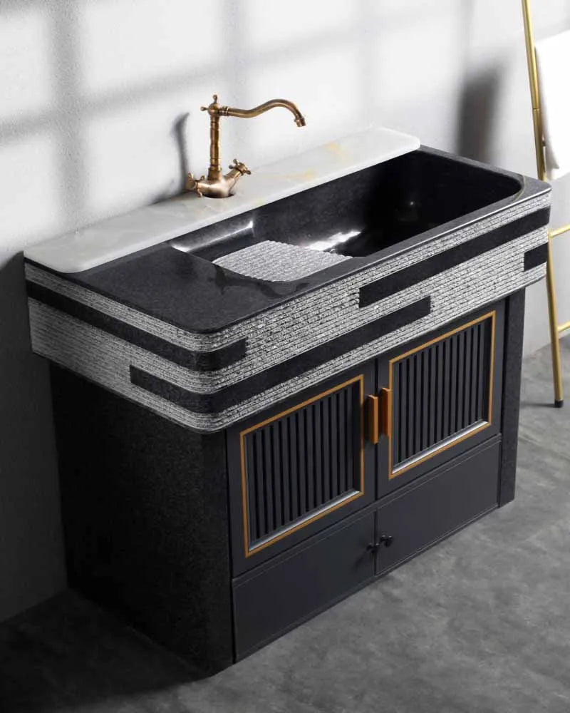 Household marble laundry pool, outdoor courtyard, integrated laundry table, sink, balcony, minimalist with washboard