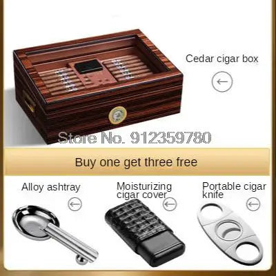 Humidor Spanish Cedar Wood Professional Cigar Humidor Humidifier Humidification Box Large Capacity Cigar Box Humidor