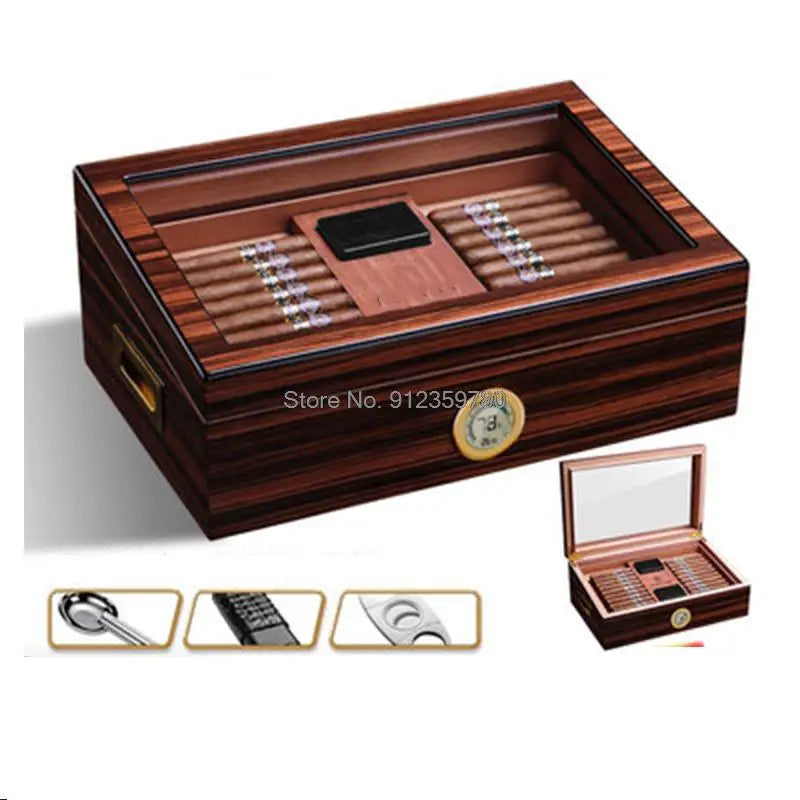 Humidor Spanish Cedar Wood Professional Cigar Humidor Humidifier Humidification Box Large Capacity Cigar Box Humidor