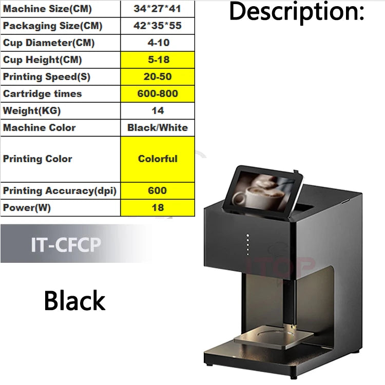 ITOP Automatic Latte Art Machine Coffee Latte Printer Coffee Printer Pattern Printer Food Surface Printer Caramel 110V-220V