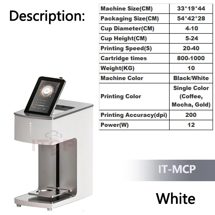 ITOP Coffee Latte Art Machine Automatic Latte Printer Coffee Printer Fantasia Pattern Printer Food Surface Printer 110V-220V