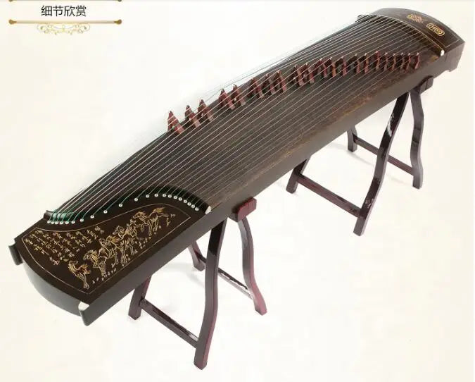 Imitation Ebony 10 Level Playing Guzheng Carved Models Chinese 21 Strings Zither Music Instrument with Full Set of Accessories