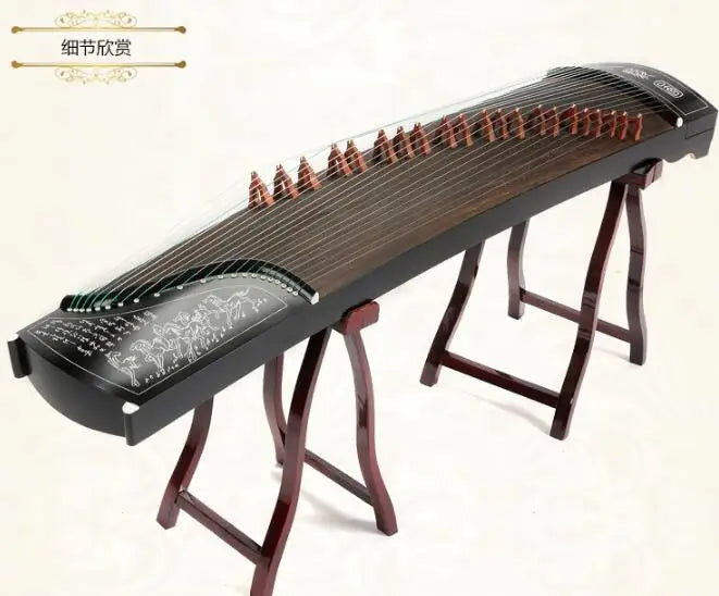 Imitation Ebony 10 Level Playing Guzheng Carved Models Chinese 21 Strings Zither Music Instrument with Full Set of Accessories