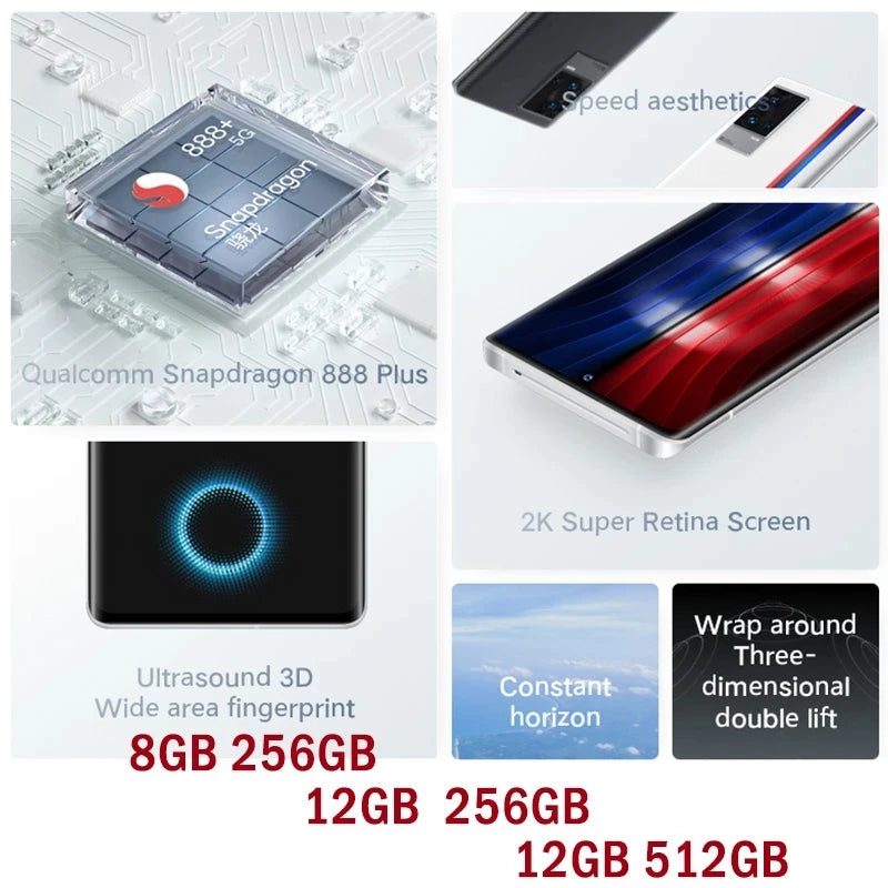 In Stock VIVO IQOO 8 Pro 5G Gaming Mobile Phones 6.78 Inch 120Hz AMOLED Snapdragon 888 Plus Octa Core Face unlock NFC Celulares