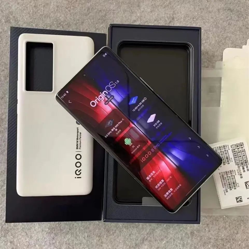 In Stock VIVO IQOO 8 Pro 5G Gaming Mobile Phones 6.78 Inch 120Hz AMOLED Snapdragon 888 Plus Octa Core Face unlock NFC Celulares