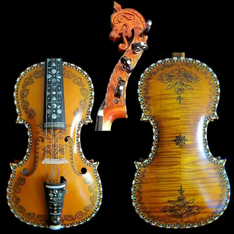 MMOOKA Inlay and drawin violin Hardanger fiddle Norwegian fiddle 4/4 violin(4*4)#11145
