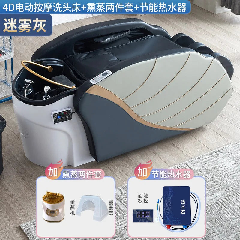 Intelligent electric massage hair washing bed, hair salon exclusive fully automatic water circulation fumigation head therapy