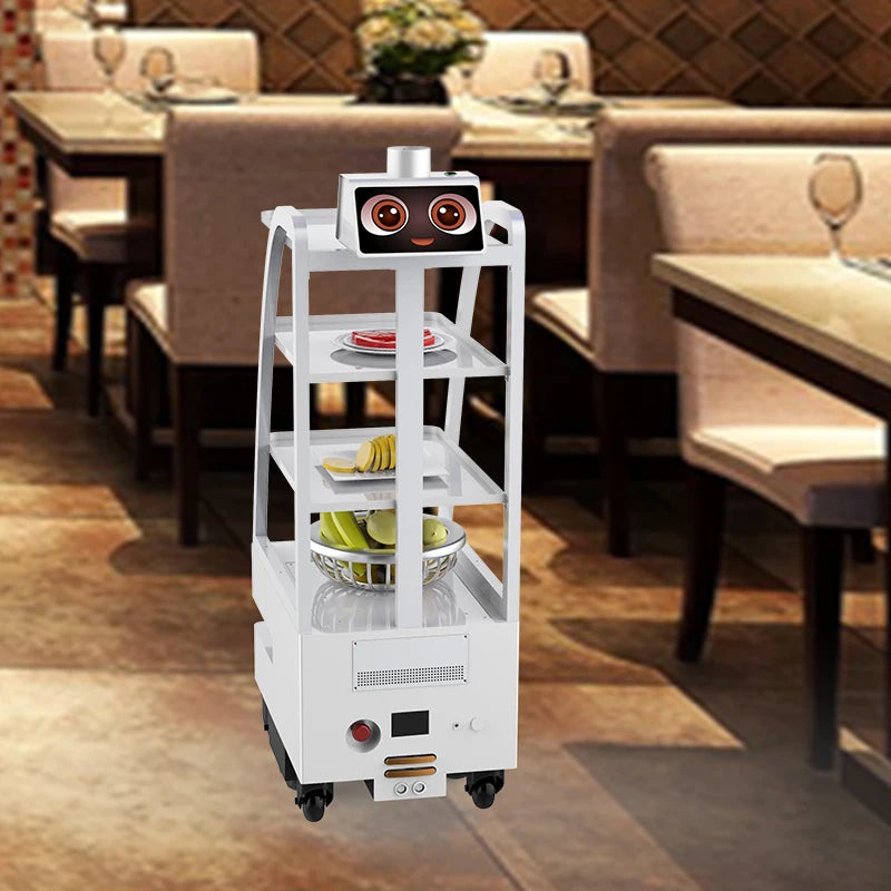Intelligent food delivery robot waiter machine auto navigation Ai obstacles avoiding for restaurant and hospital