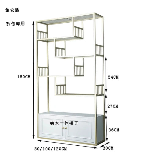 Iron Net Red Metal Bookshelf Storage Floor Display Living Room Creative Home Decoration Partition Bookcase Bogu Flower Stand