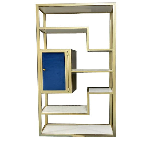 Italian Bookcase Living Room Light Luxury Bookshelf Metal Floor Simple Modern and Unique Display Stand Double-Sided