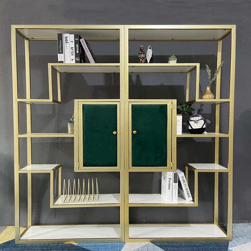 Italian Bookcase Living Room Light Luxury Bookshelf Metal Floor Simple Modern and Unique Display Stand Double-Sided