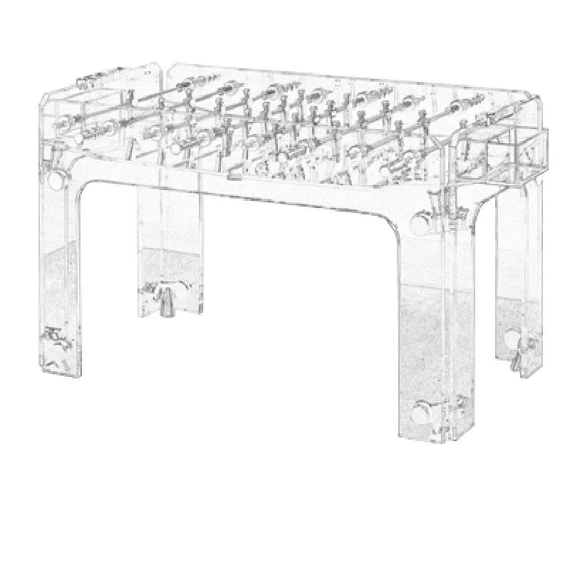 Italian Cristiano Transparent Crystal Glass Acrylic Standard Adult Table 8-Pole Table Soccer Stand