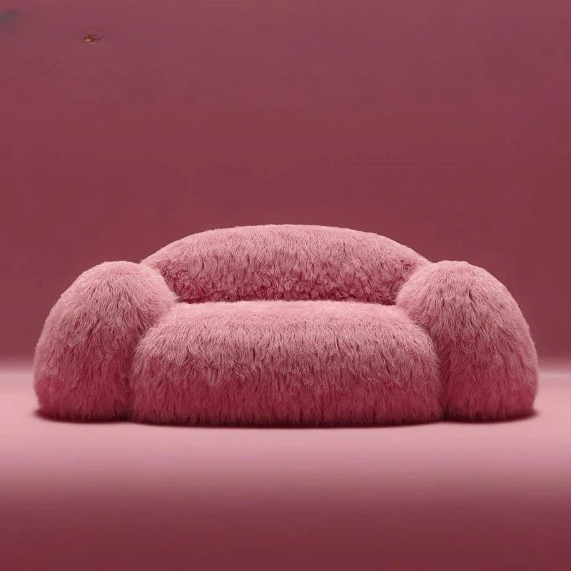 Italian girl pink plush lazy tatami minimalist caterpillar single small apartment