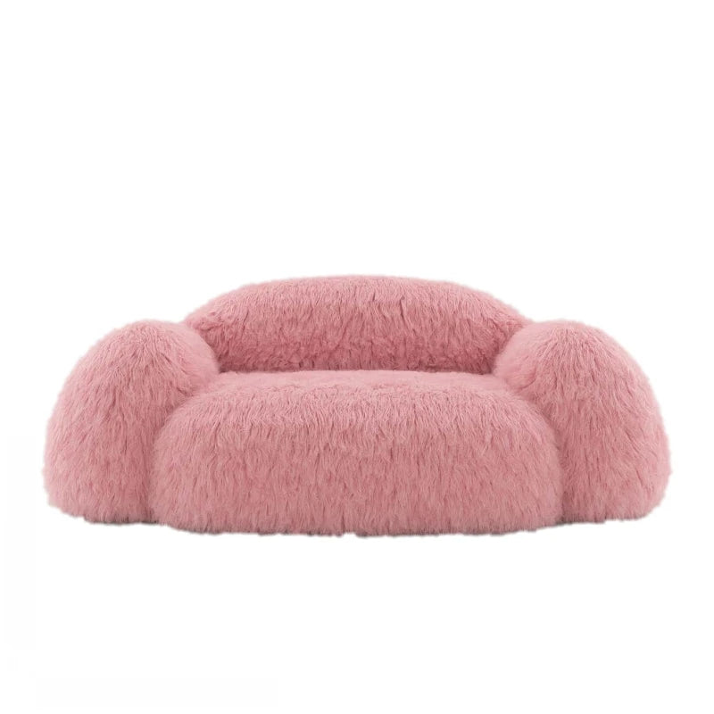 Italian girl pink plush lazy tatami minimalist caterpillar single small apartment