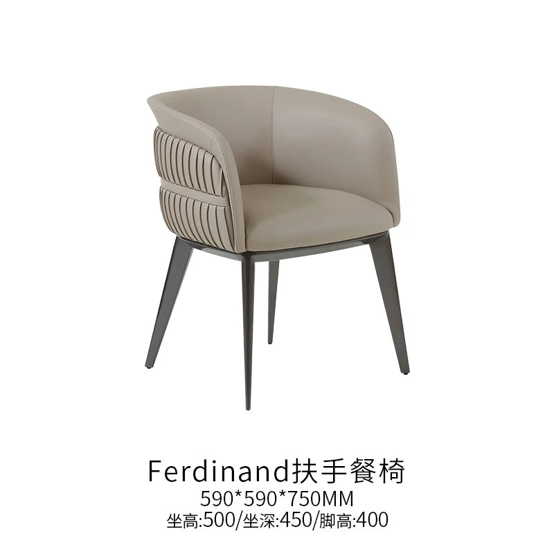 Italian light luxury rockboard round table with turntable modern simple solid wood dining table and chair combination furniture