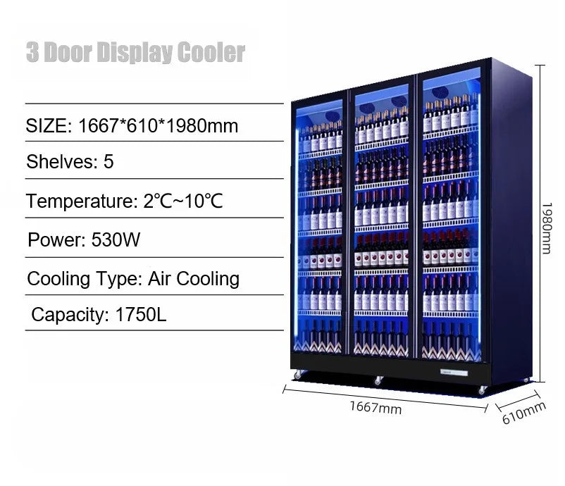 JINBEST Deluxe Beer Beverage Display Coolers Cabinet Commercial Chiiller Display Freezer Display Refrigerator RGB