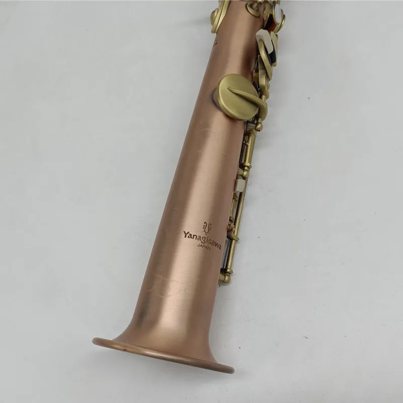 Japan S--901 Brass Straight Soprano Sax Saxophone Bb B Flat Woodwind Instrument Natural Shell Key Carve Pattern