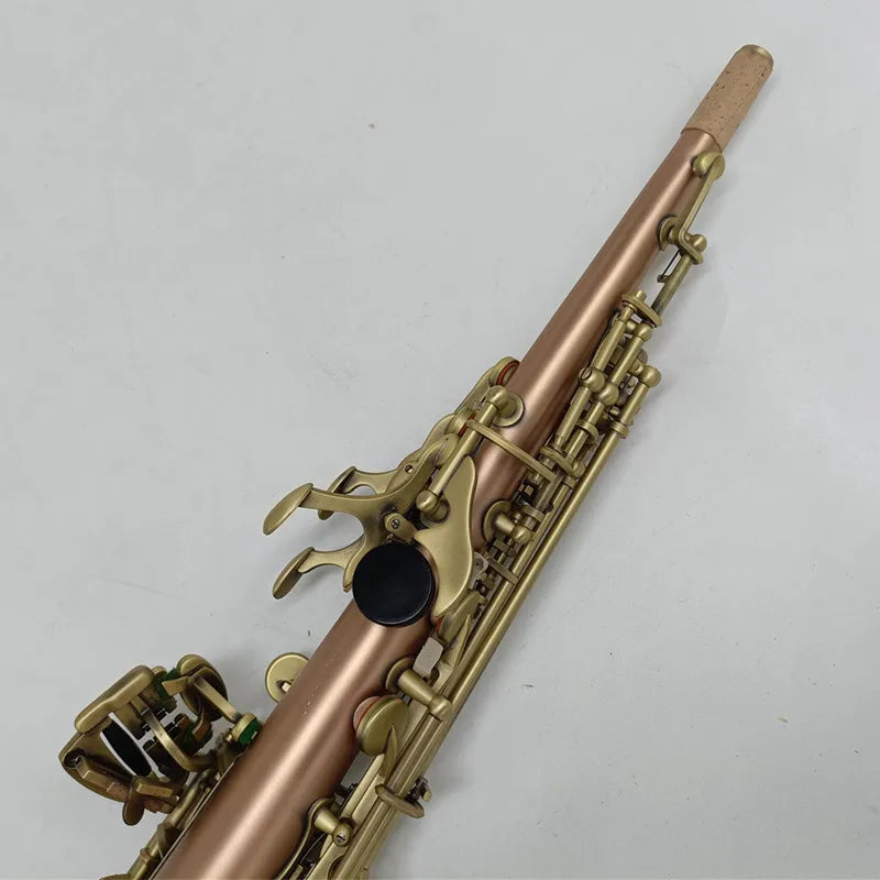 Japan S--901 Brass Straight Soprano Sax Saxophone Bb B Flat Woodwind Instrument Natural Shell Key Carve Pattern