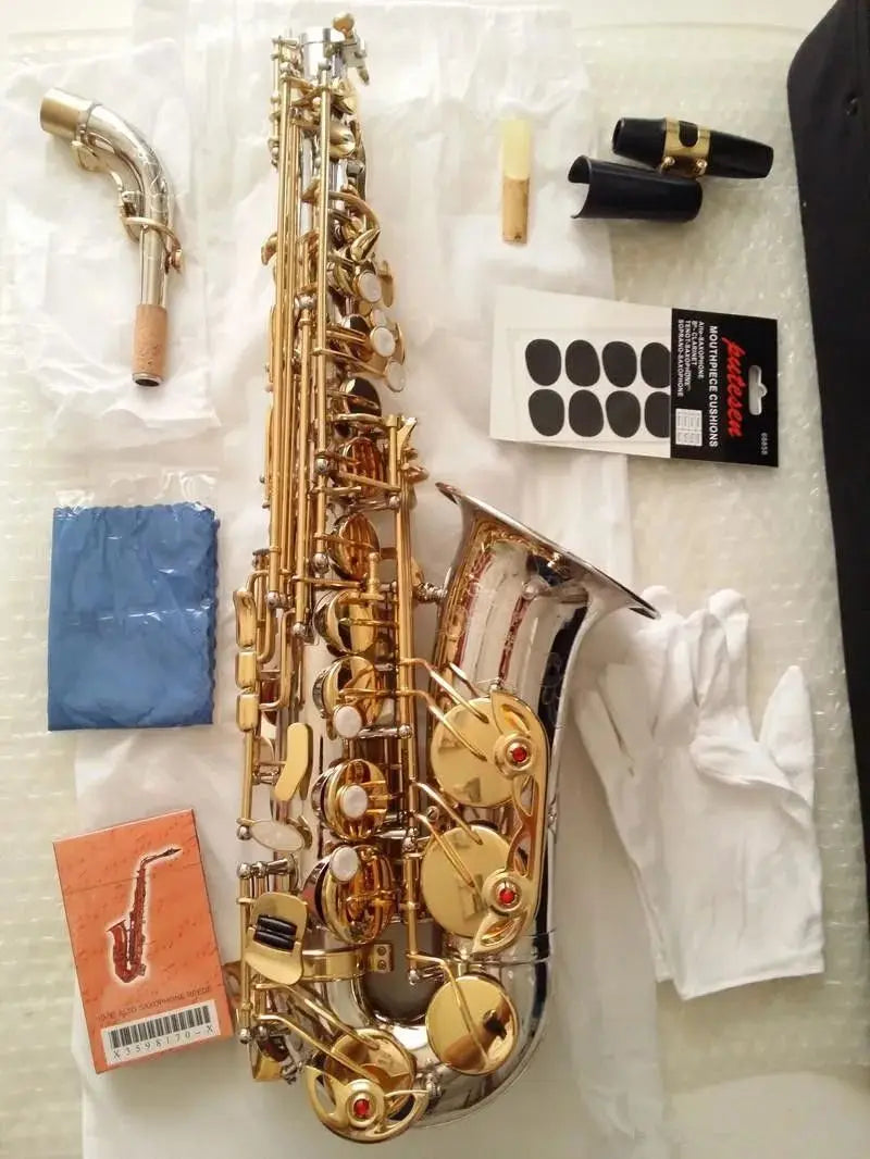 Japan jazz A WO37 YANAGIS Alto Saxophone Woodwind Brass Nickel Silver Plated Gold Key Professional Musical Instruments Sax Mouth