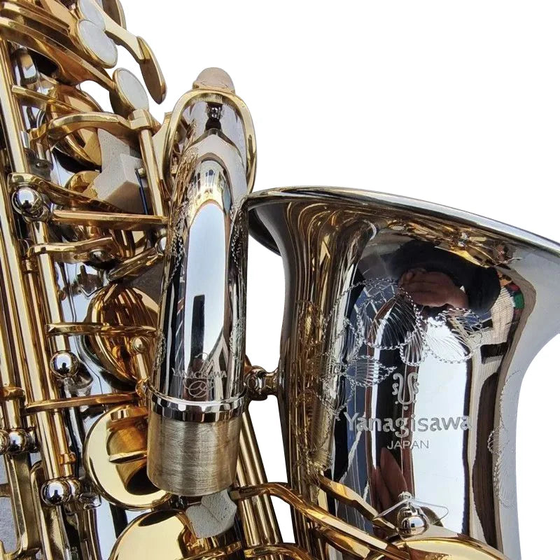 Japan jazz NEW A WO37 Alto Saxophone Brass Nickel Silver Plated Gold Key Professional Musical Instruments Sax Mouthpiece With Ca