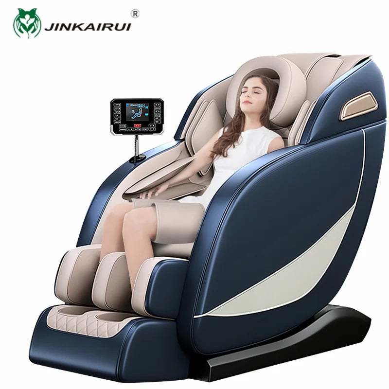 Jinkairui Luxury Zero-Gravity Intelligent Full-body Electric Massage Chair Bluetooth music Headrest U-shaped Pillow + LCD Touch