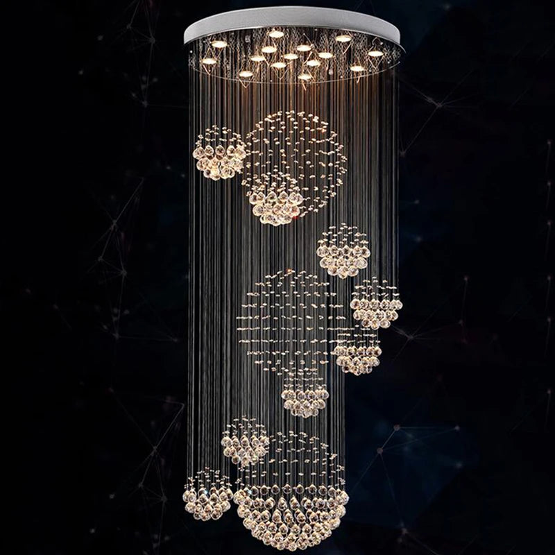 Kroonluchters circulaire wenteltrap duplex villa lange woonkamer lamp moderne minimalistische restaurant lichten