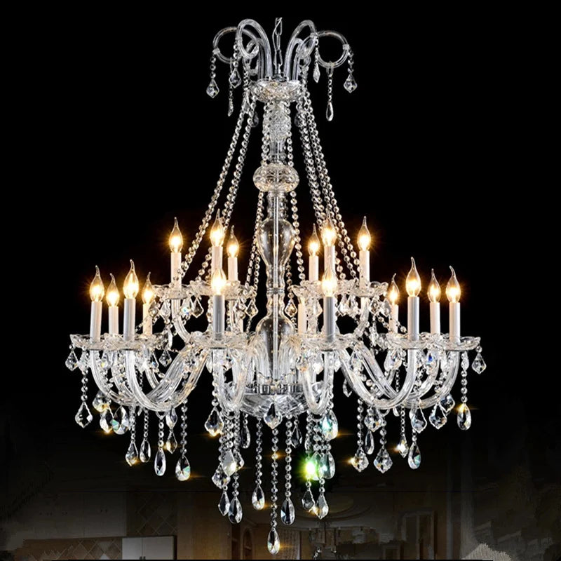 LED Modern Chandelier Pendant Lamps Living Room Transparent Crystal Light Hotel Lobby Villa Large Chandeliers Lighting Fixture