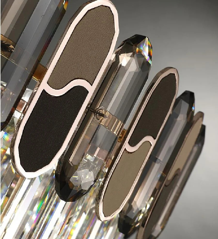 LED crystal chandelier rectangular mixed color villa modern bedroom lamp dining room LED crystal decoration lamp