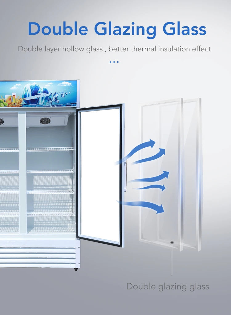 LED light drink beverage chiller upright cold drink refrigerator for the supermarket
