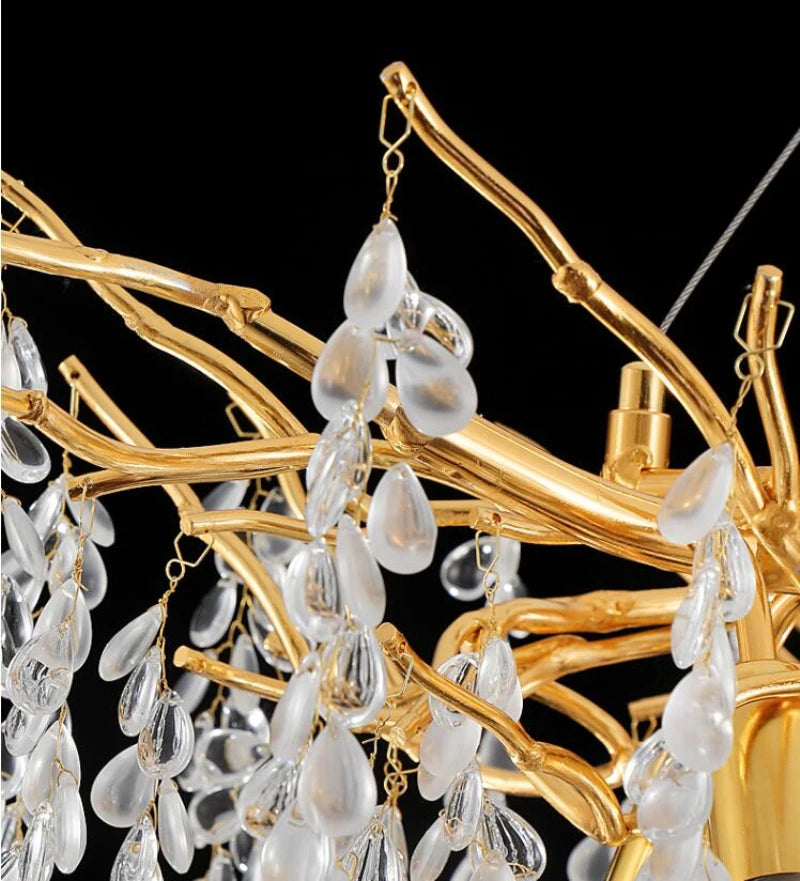 LED pendant lamp luxury Creative modern Nordic crystal villa living room decoration creative branch