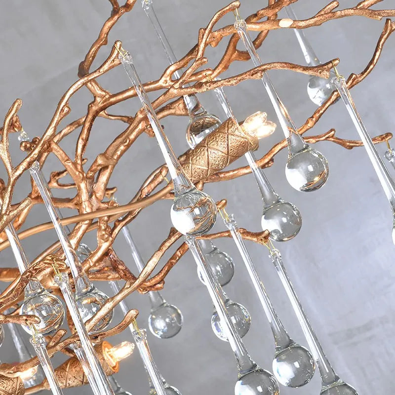 LED pendant lamp luxury Nordic Vintage Creative Rectangle for Duplex Villa bedroom Dining Room Crystal Drops hang Light lustres