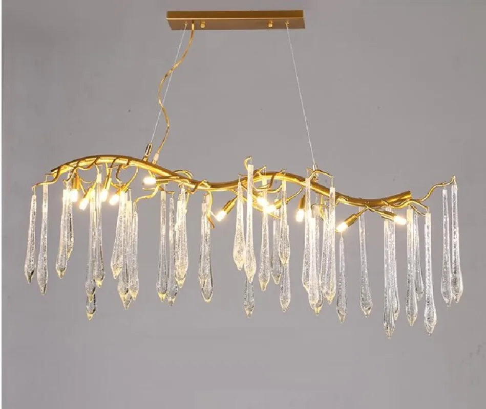 LED pendant lamp luxury Nordic modern Branch Crystal Chandelier Golden Restaurant Wedding Duplex Villa Decoration ceiling lights
