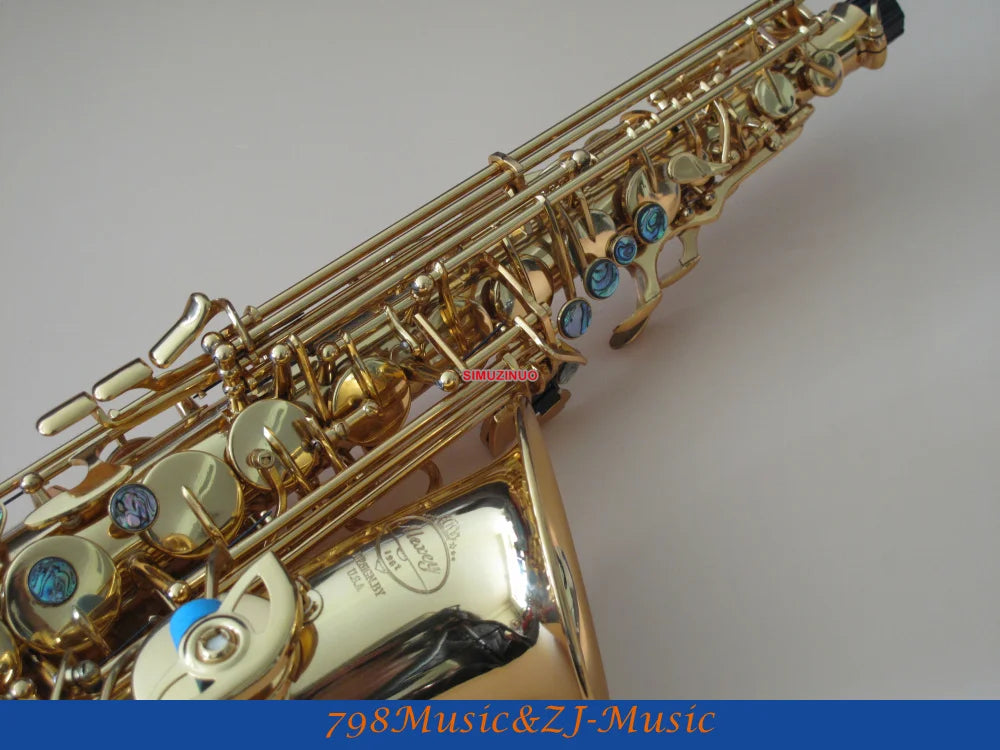 Lacquer Gold Eb Alto Saxophone High F# With-Abalone Buttons