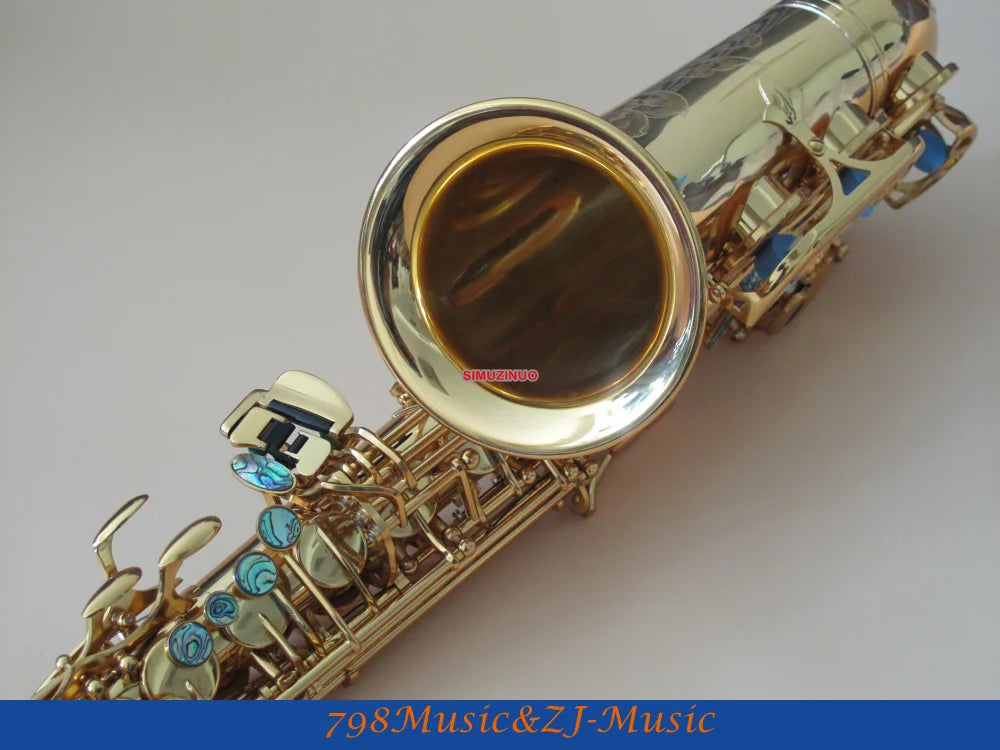 Lacquer Gold Eb Alto Saxophone High F# With-Abalone Buttons