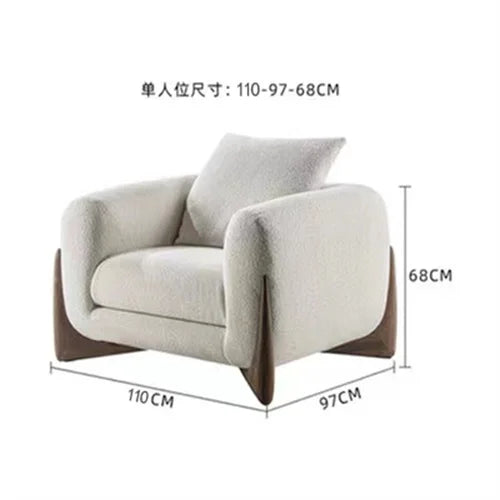 Lamb fleece combination latex sofa, Italian minimalist small living room, modern and simple