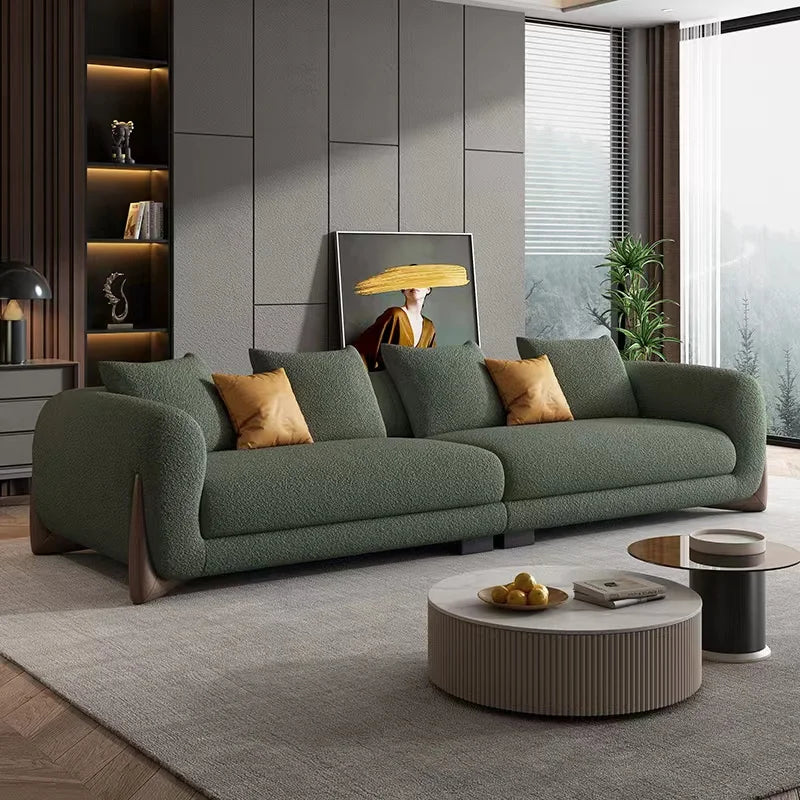 Lamb fleece combination latex sofa, Italian minimalist small living room, modern and simple