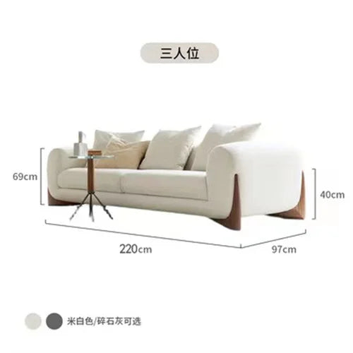 Lamb fleece combination latex sofa, Italian minimalist small living room, modern and simple