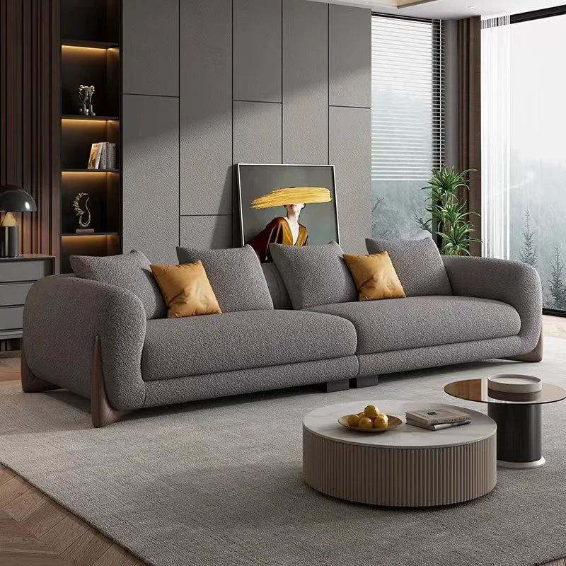Lamb fleece combination latex sofa, Italian minimalist small living room, modern and simple