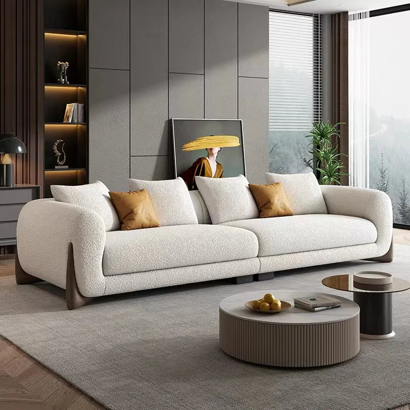Lamb fleece combination latex sofa, Italian minimalist small living room, modern and simple