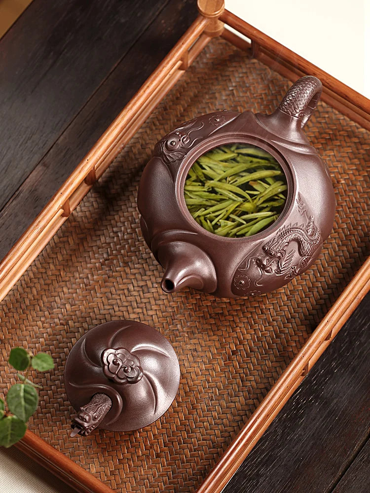 Large Capacity Yixing Purple Clay Pot, Pure Handmade Tea Set, Flower Ware, Raw Mine, High Temperature Old