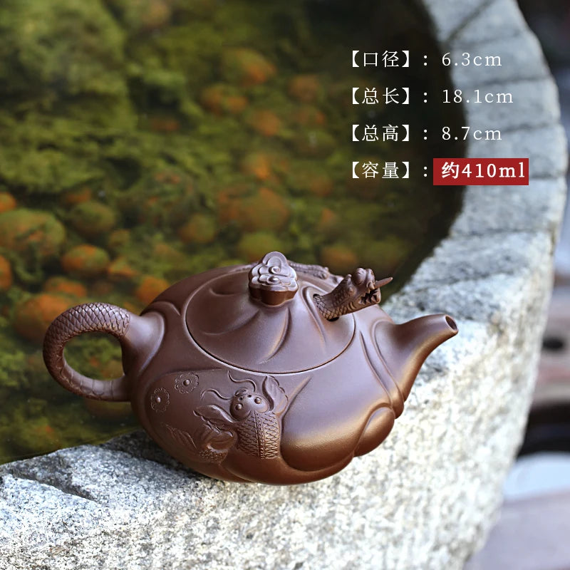 Large Capacity Yixing Purple Clay Pot, Pure Handmade Tea Set, Flower Ware, Raw Mine, High Temperature Old