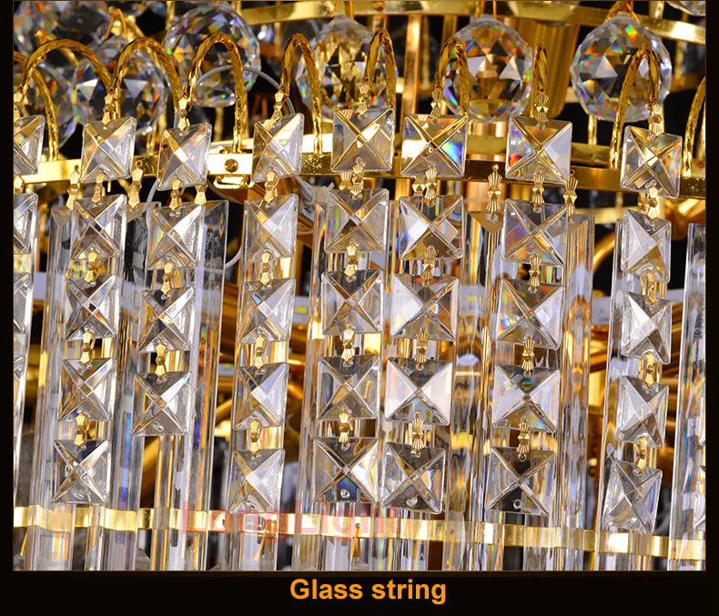 Large Gold Crystal Chandelier Lighting Fixture Luxury K9 Modern Chandelier Living room Hall Villa Hotel Engineering