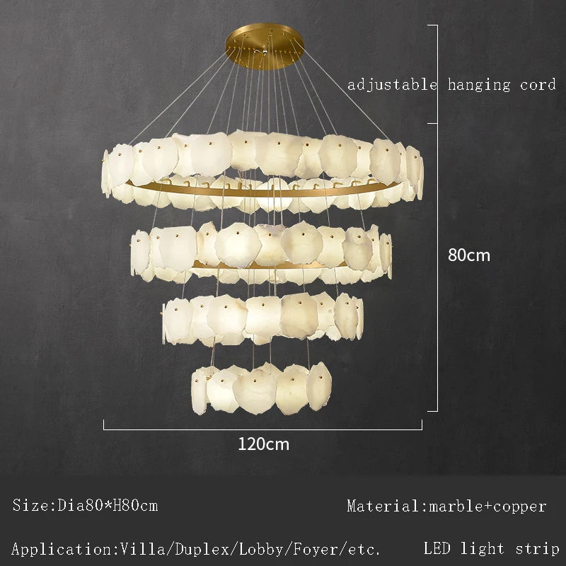 Large Luxury Spanish Natural Marble Chandelier Lighting Villa Duplex Hotel Decoration Hanglamp Led Lamparas Lustres