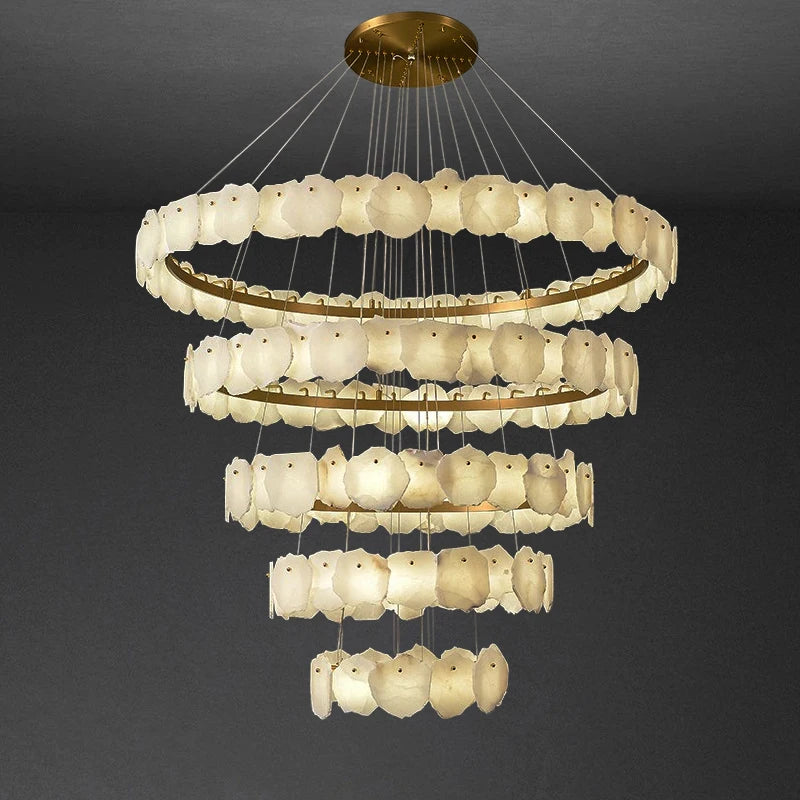 Large Luxury Spanish Natural Marble Chandelier Lighting Villa Duplex Hotel Decoration Hanglamp Led Lamparas Lustres