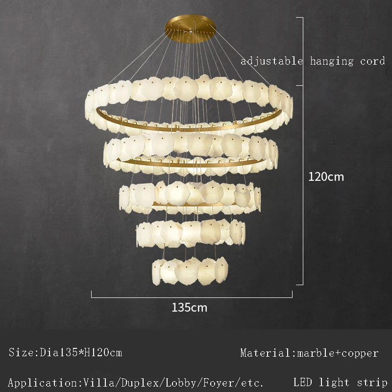 Large Luxury Spanish Natural Marble Chandelier Lighting Villa Duplex Hotel Decoration Hanglamp Led Lamparas Lustres