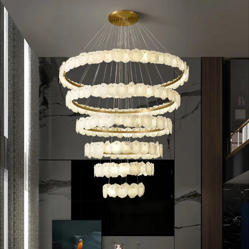 Large Luxury Spanish Natural Marble Chandelier Lighting Villa Duplex Hotel Decoration Hanglamp Led Lamparas Lustres