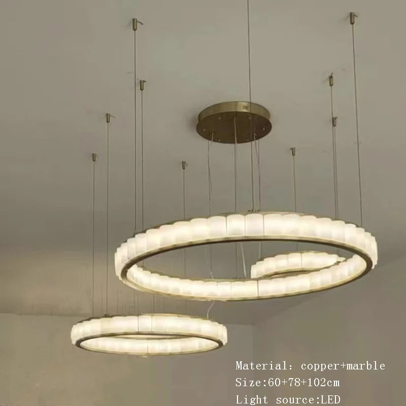 Large Luxury Spanish Natural Marble Chandelier Lighting Villa Duplex Hotel Decoration Hanglamp Led Lamparas Lustres